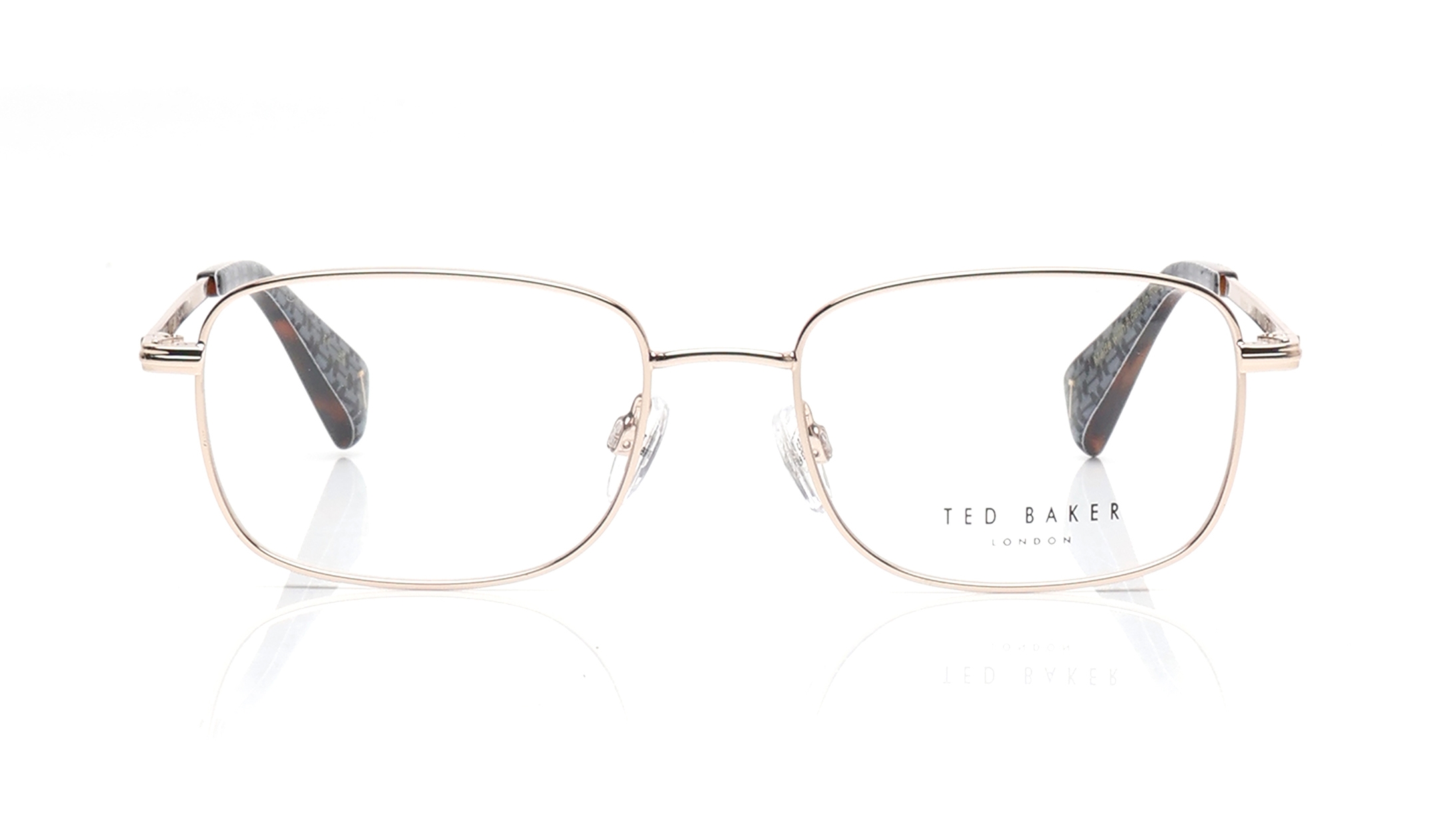 Image 1 of Gold Rectangle Eyeglasses for Men from Ted Baker Available at Titan Eye+