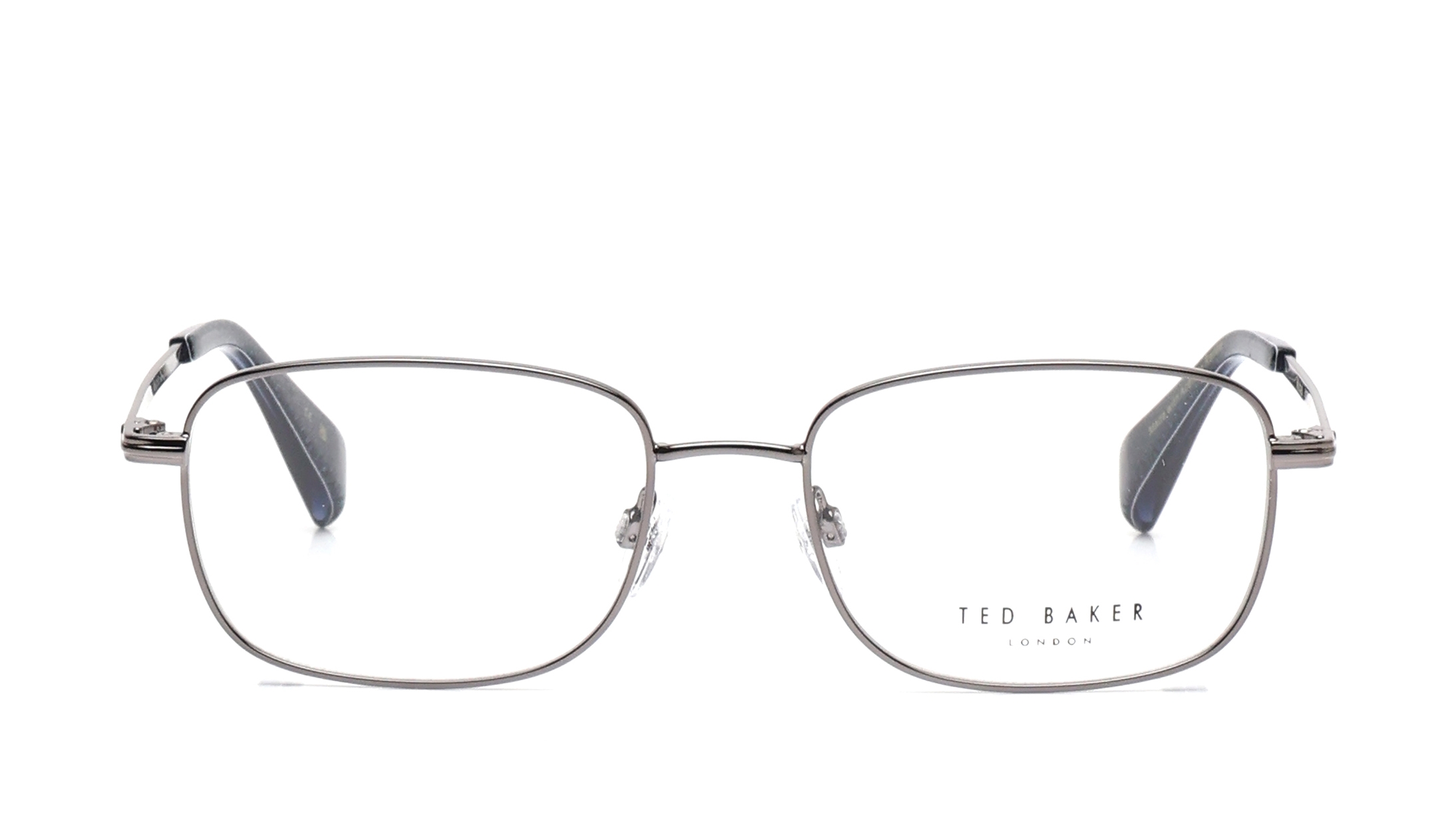 Image 1 of Silver Rectangle Eyeglasses for Men from Ted Baker Available at Titan Eye+