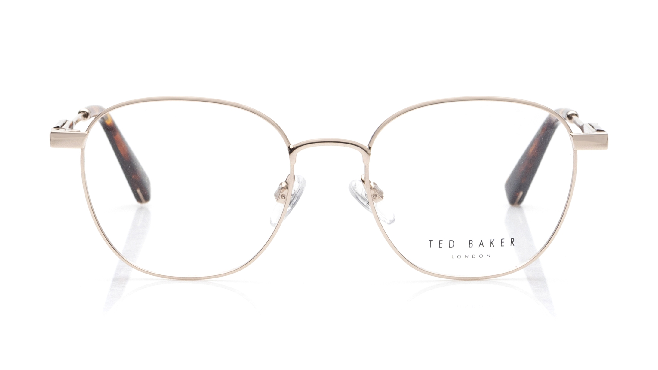 Image 1 of Gold Square Eyeglasses for Men from Ted Baker Available at Titan Eye+