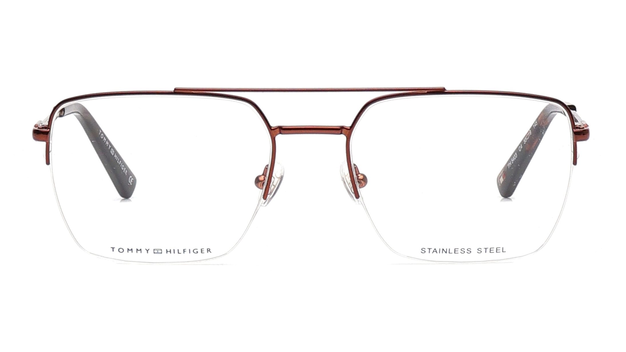 Image 1 of Brown Navigator Eyeglasses for Men from Tommy Hilfiger Available at Titan Eye+