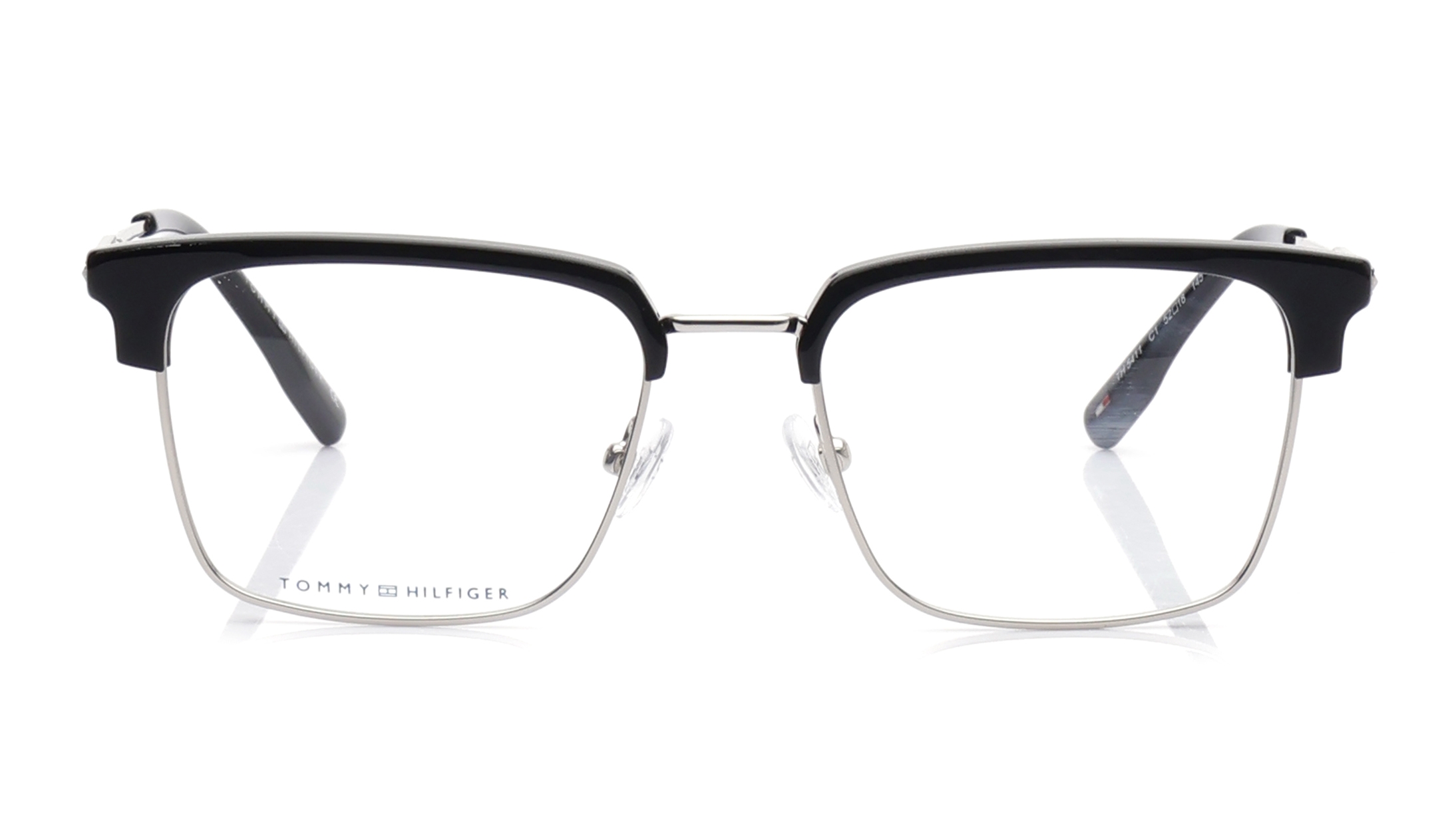 Image 1 of Silver Clubmaster Eyeglasses for Men from Tommy Hilfiger Available at Titan Eye+