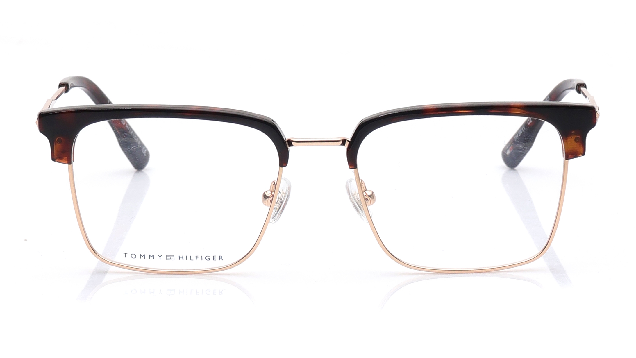 Image 1 of Brown Clubmaster Eyeglasses for Men from Tommy Hilfiger Available at Titan Eye+