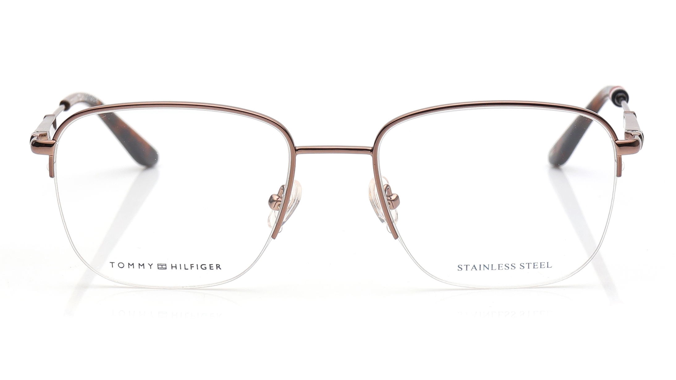 Image 1 of Copper Rectangle Eyeglasses for Men and Women from Tommy Hilfiger Available at Titan Eye+