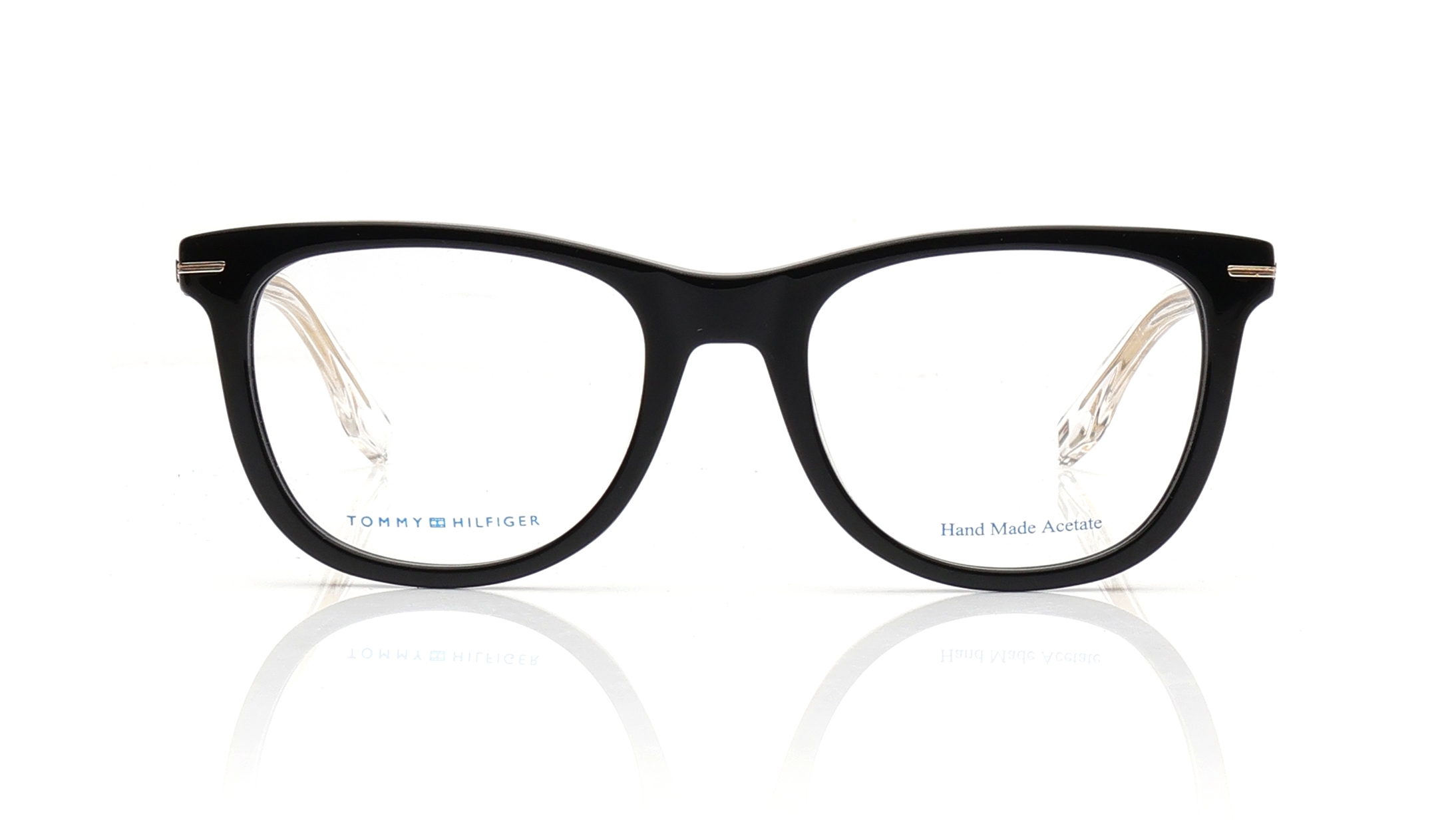 Image 1 of Black Wayfarer Eyeglasses for Men and Women from Tommy Hilfiger Available at Titan Eye+