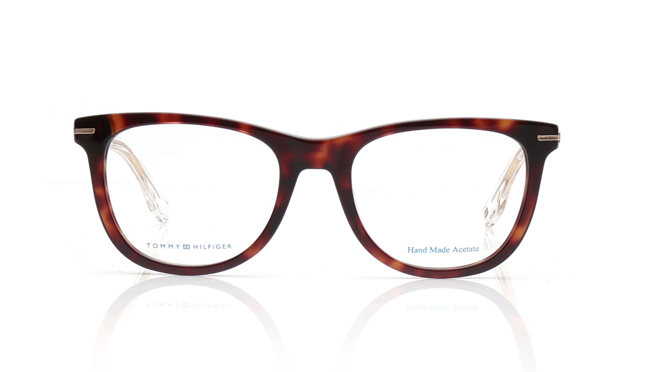 Image 1 of Havana Wayfarer Eyeglasses for Men and Women from Tommy Hilfiger Available at Titan Eye+