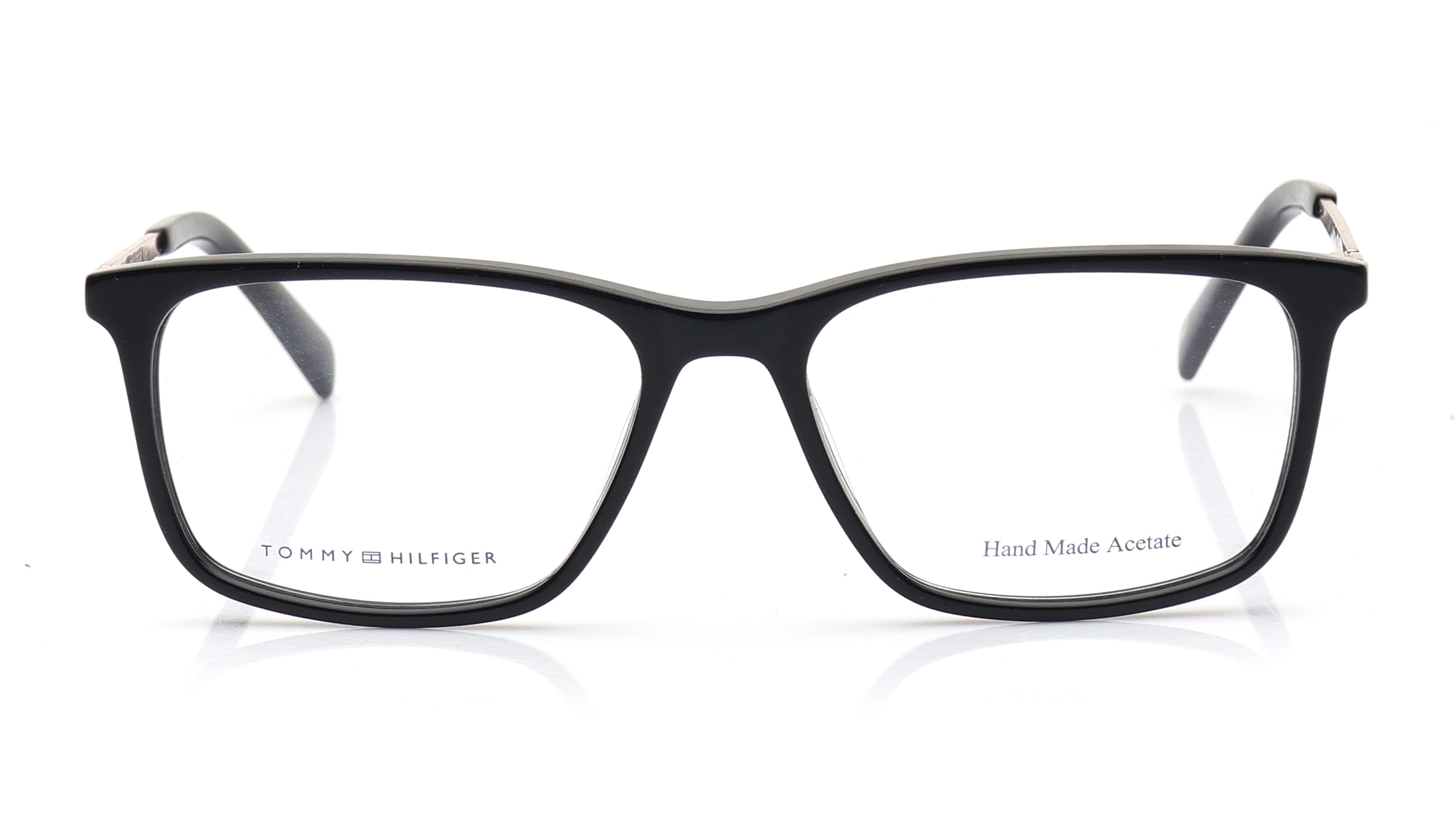 Image 1 of Black Rectangle Eyeglasses for Men from Tommy Hilfiger Available at Titan Eye+
