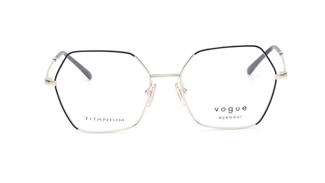 Image 1 of Silver Hexagon Eyeglasses for Women from Vogue Eyewear Available at Titan Eye+