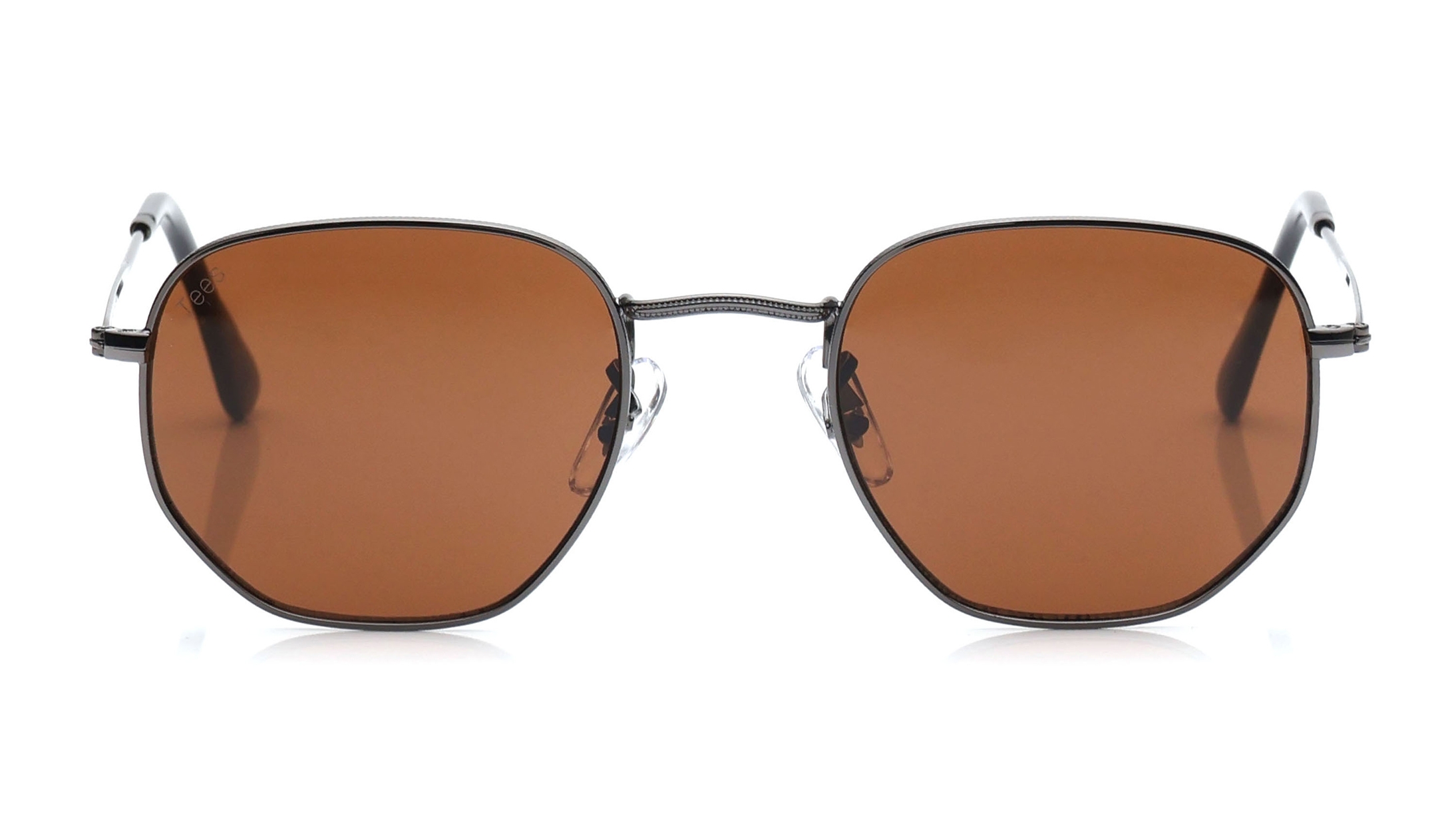 Image 1 of Brown Hexagon Sunglasses for Men and Women from Tees By Fastrack Available at Titan Eye+