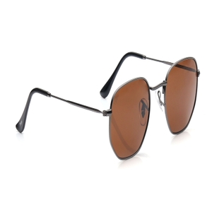 Image 2 of Brown Hexagon Sunglasses for Men and Women from Tees By Fastrack Available at Titan Eye+
