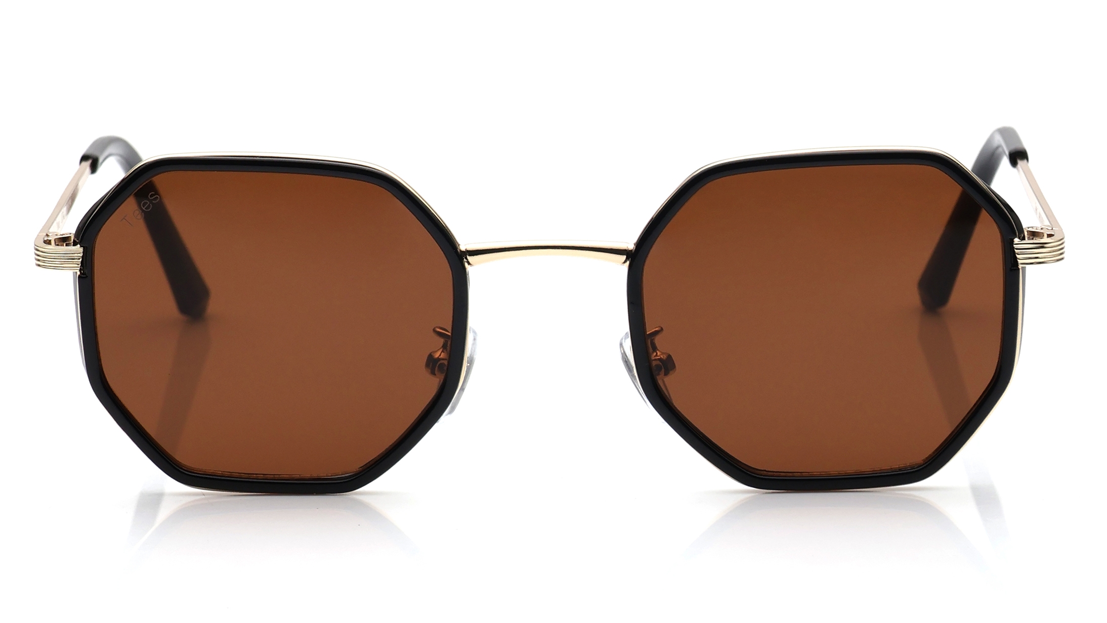 Image 1 of Brown Hexagon Sunglasses for Men and Women from Tees By Fastrack Available at Titan Eye+