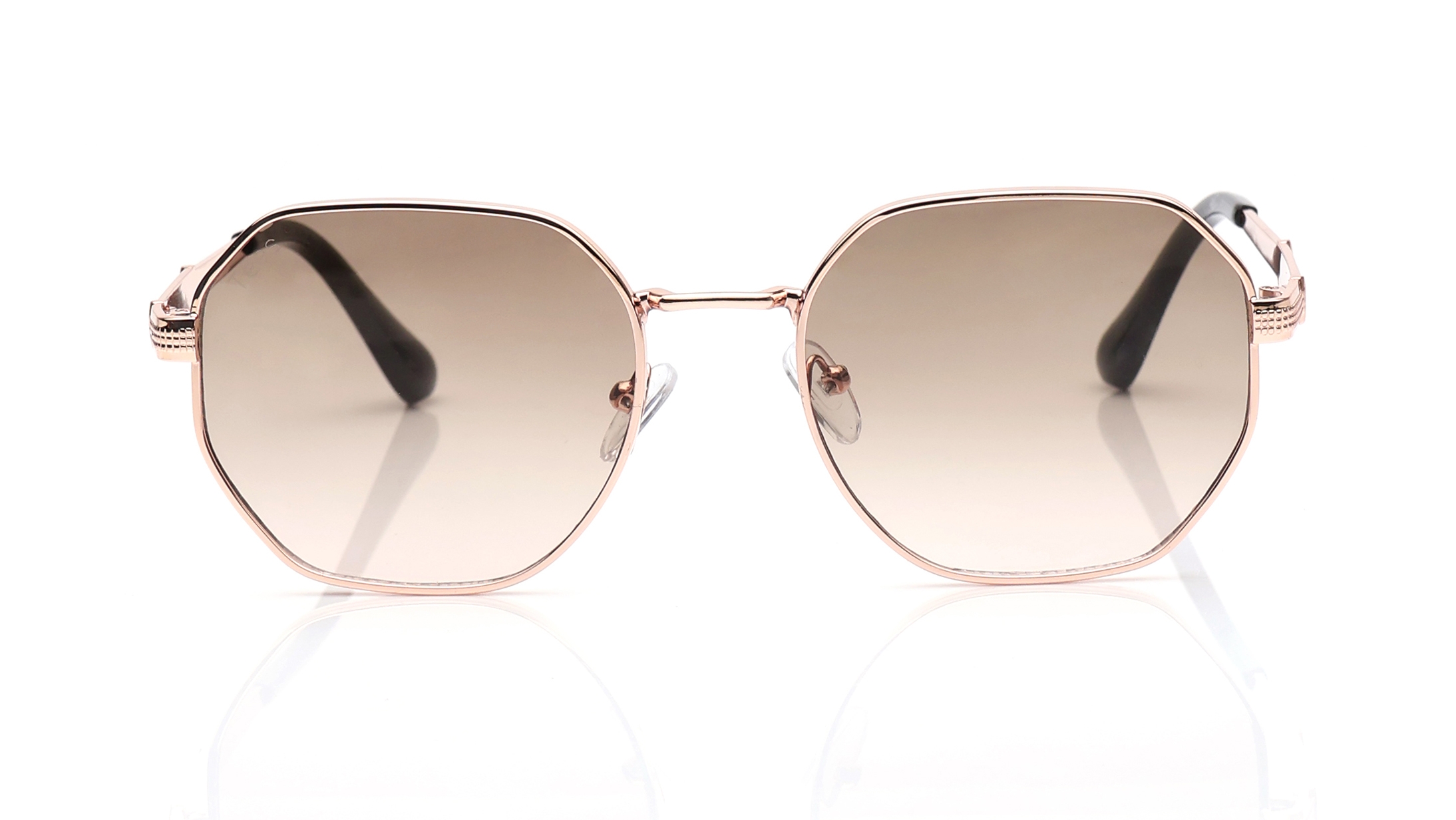 Image 1 of Brown and Pink Hexagon Sunglasses for Men and Women from Tees By Fastrack Available at Titan Eye+