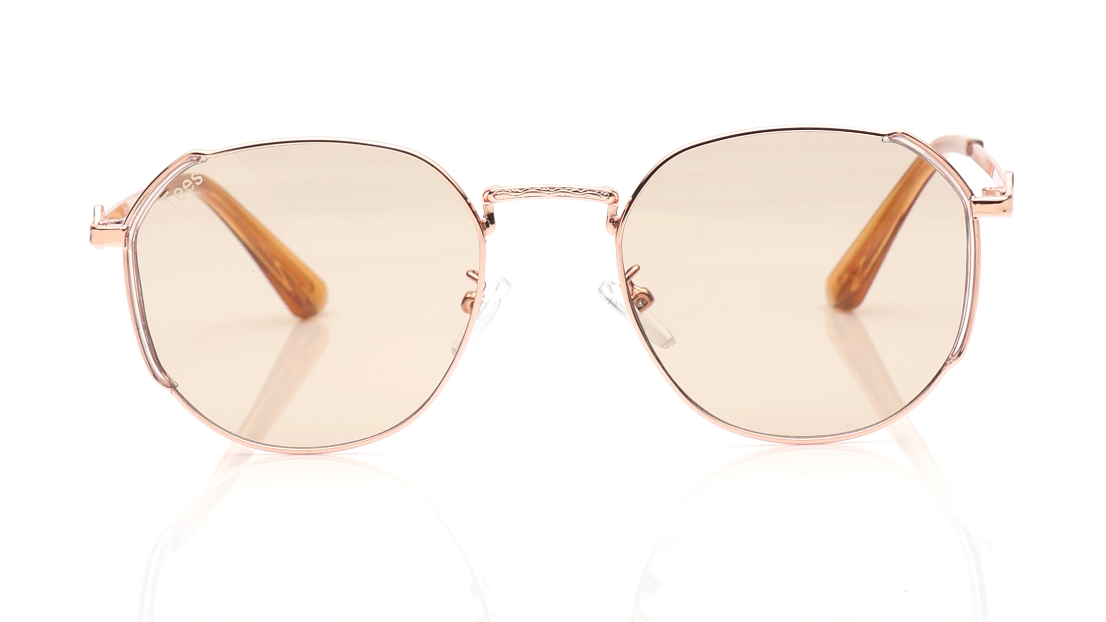 Image 1 of Brown Hexagon Sunglasses for Women from Tees By Fastrack Available at Titan Eye+