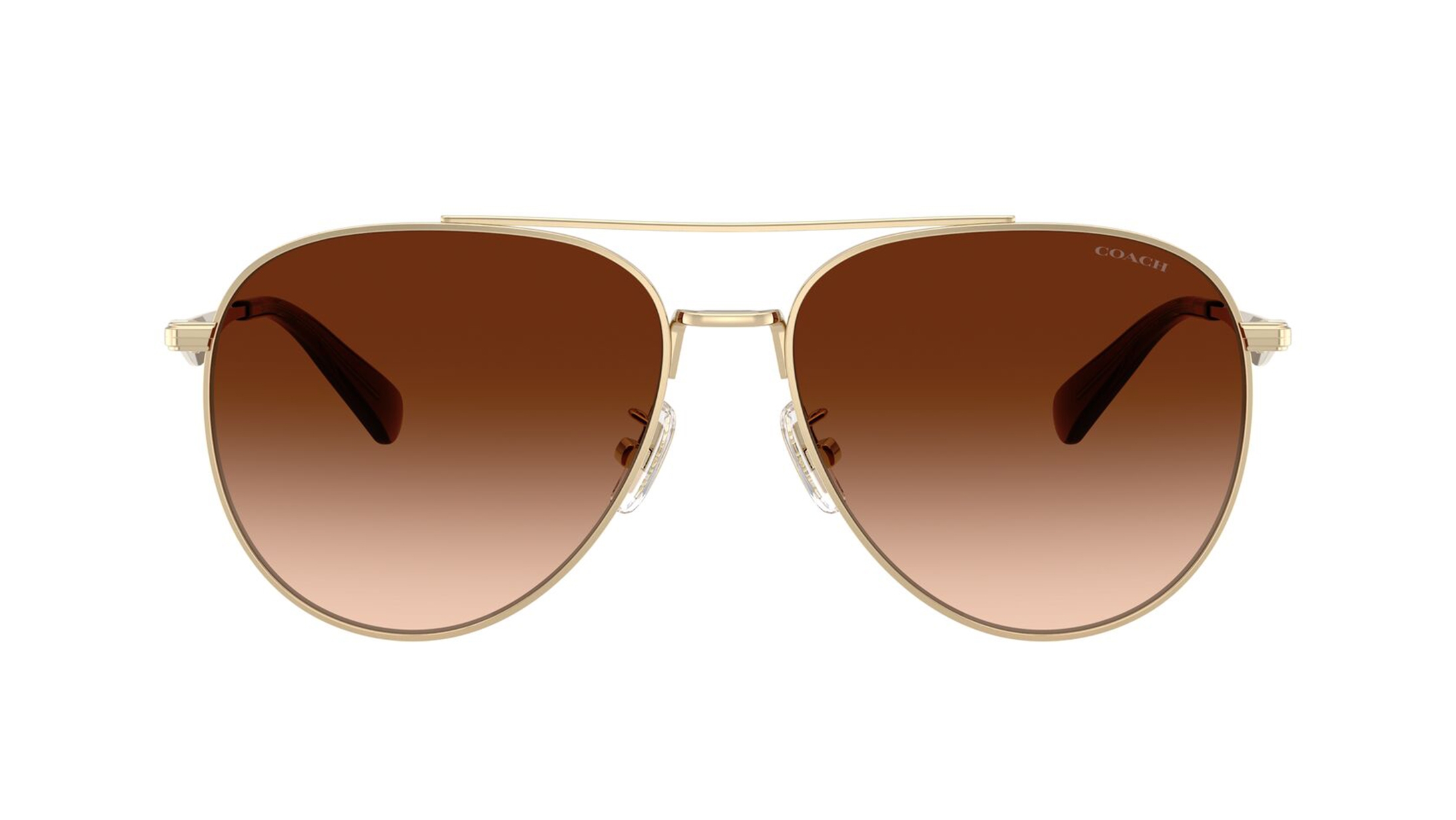 Image 1 of Brown Aviator Sunglasses for Women from Coach Available at Titan Eye+