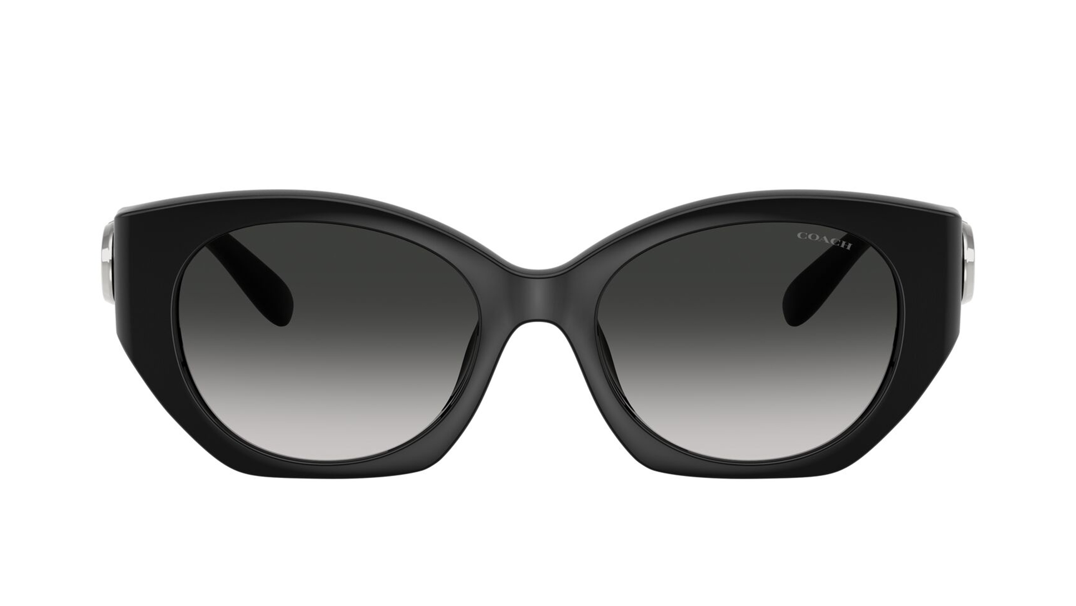 Image 1 of Grey Oval Sunglasses for Women from Coach Available at Titan Eye+