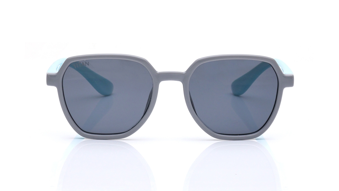 Image 1 of Grey Square Polarized Sunglasses for Kids from Dash Available at Titan Eye+