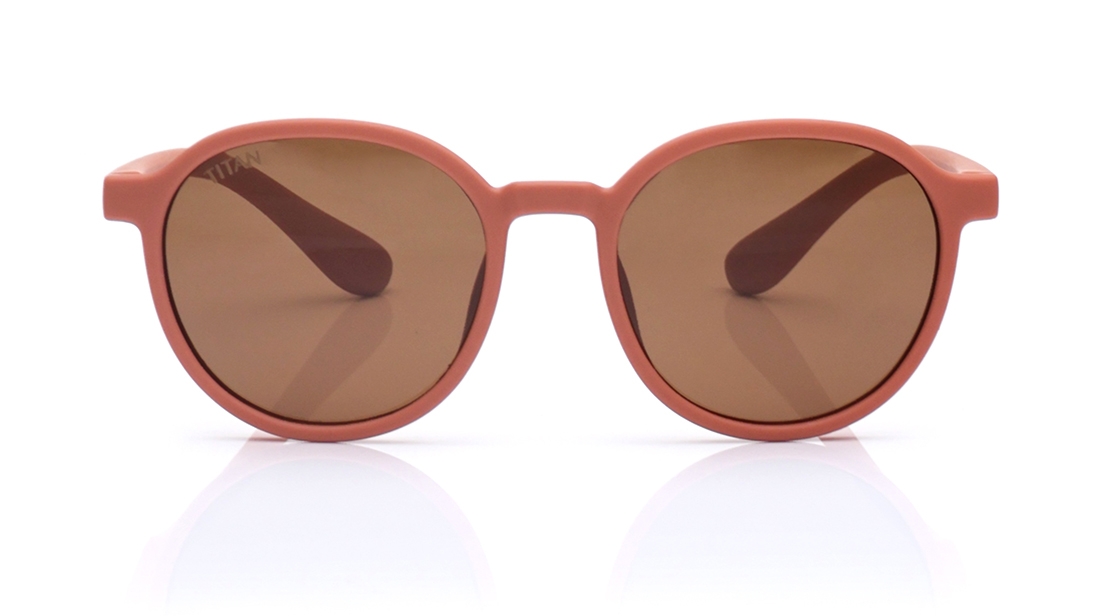 Image 1 of Brown Round Polarized Sunglasses for Kids from Dash Available at Titan Eye+