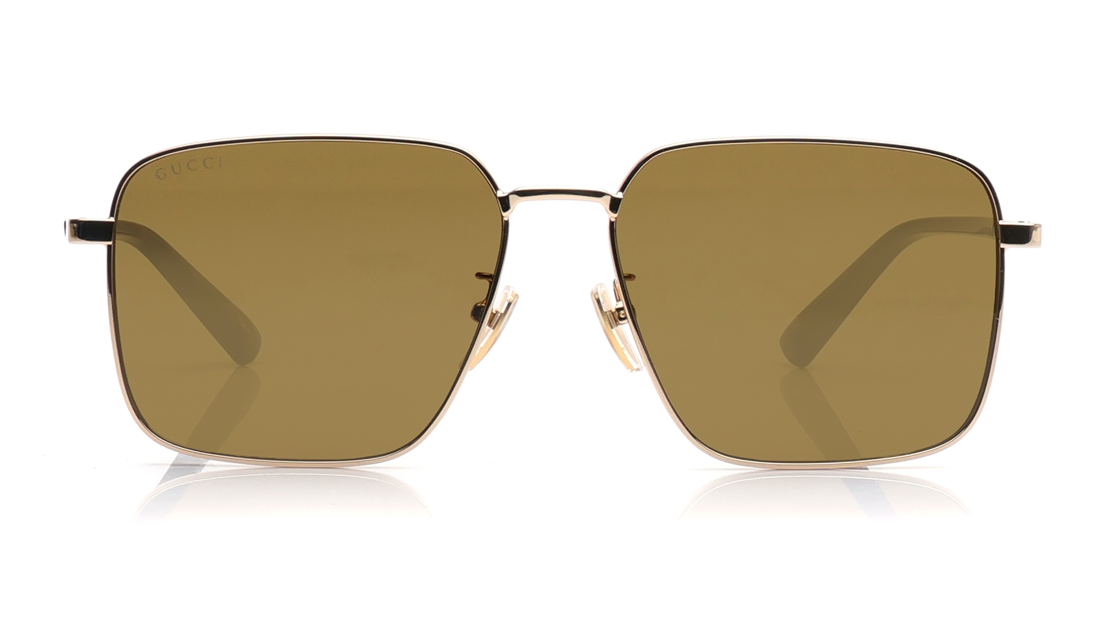 Image 1 of Brown Rectangle Sunglasses for Men from Gucci Available at Titan Eye+