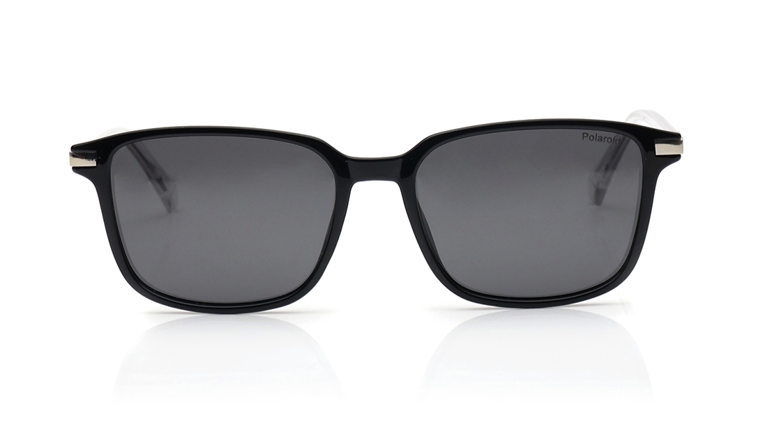 Image 1 of Grey Rectangle Sunglasses for Men from Polaroid Available at Titan Eye+