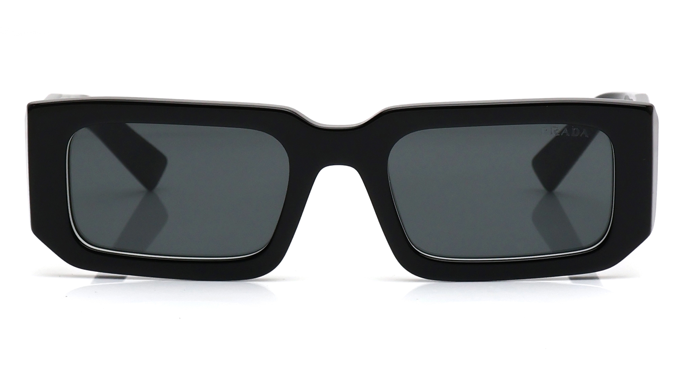 Image 1 of Grey Rectangle Sunglasses for Men And Women from Prada Available at Titan Eye+