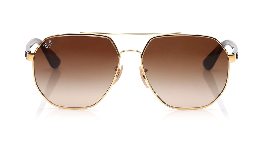 Image 1 of Brown Hexagon Sunglasses for Men and Women from Rayban Available at Titan Eye+