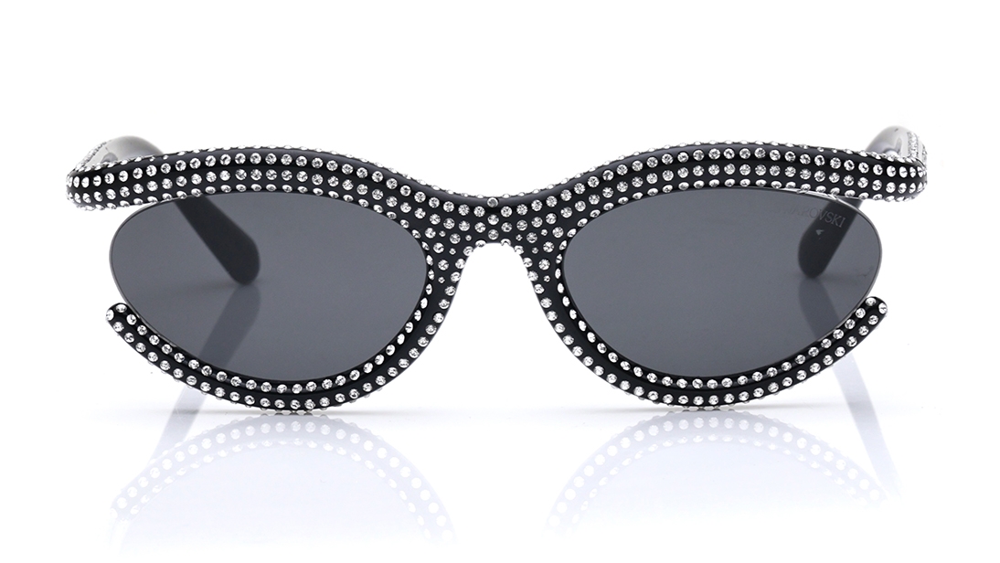 Image 1 of Black Oval Sunglasses for Women from Swarovski Available at Titan Eye+