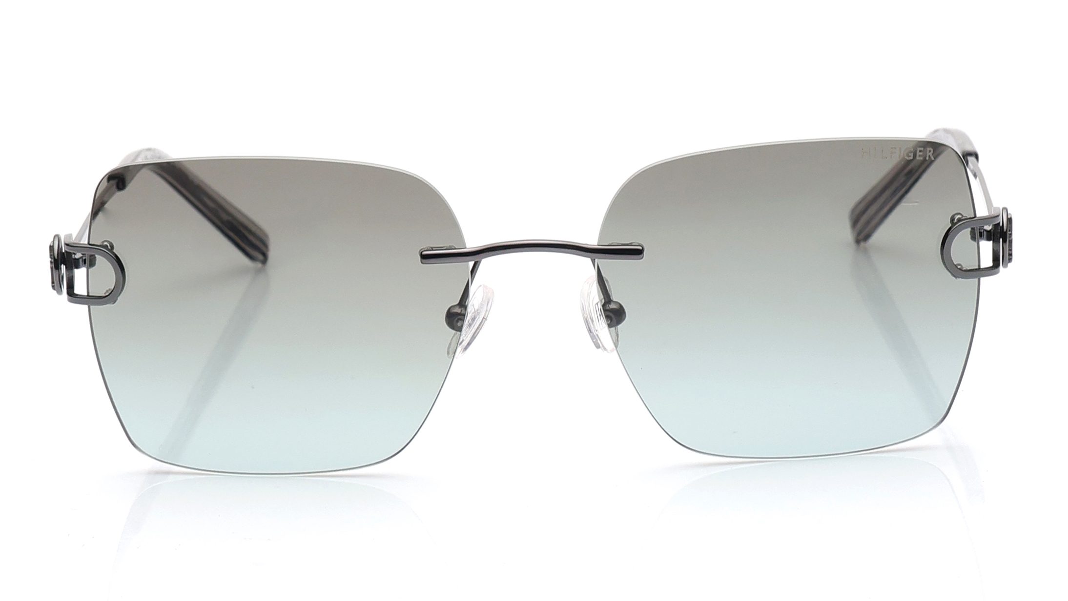 Image 1 of Green Square Sunglasses for Women from Tommy Hilfiger Available at Titan Eye+