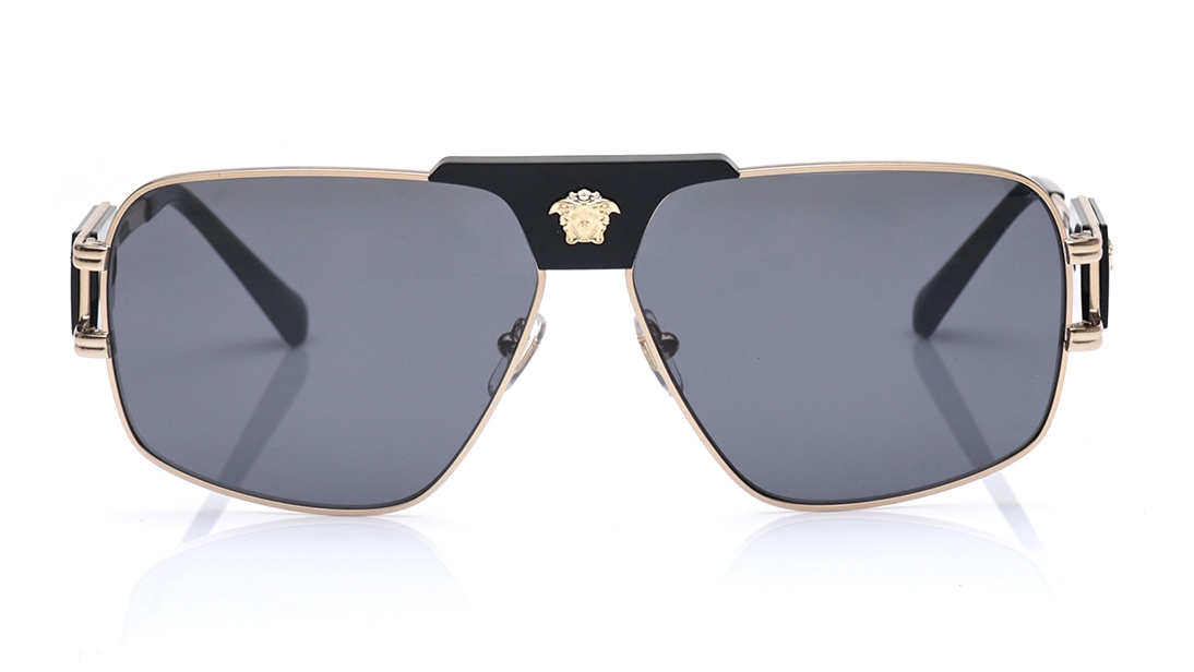Image 1 of Gold Pillow Sunglasses for Men from Versace Available at Titan Eye+