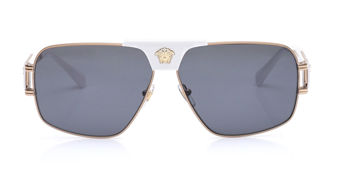 Image 1 of Gold Pillow Sunglasses for Men from Versace Available at Titan Eye+