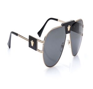 Image 2 of Gold Aviator Sunglasses for Men from Versace Available at Titan Eye+