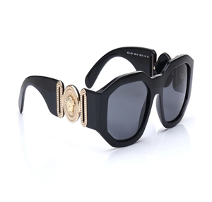 Image 2 of Black Irregular Sunglasses for Men And Women from Versace Available at Titan Eye+