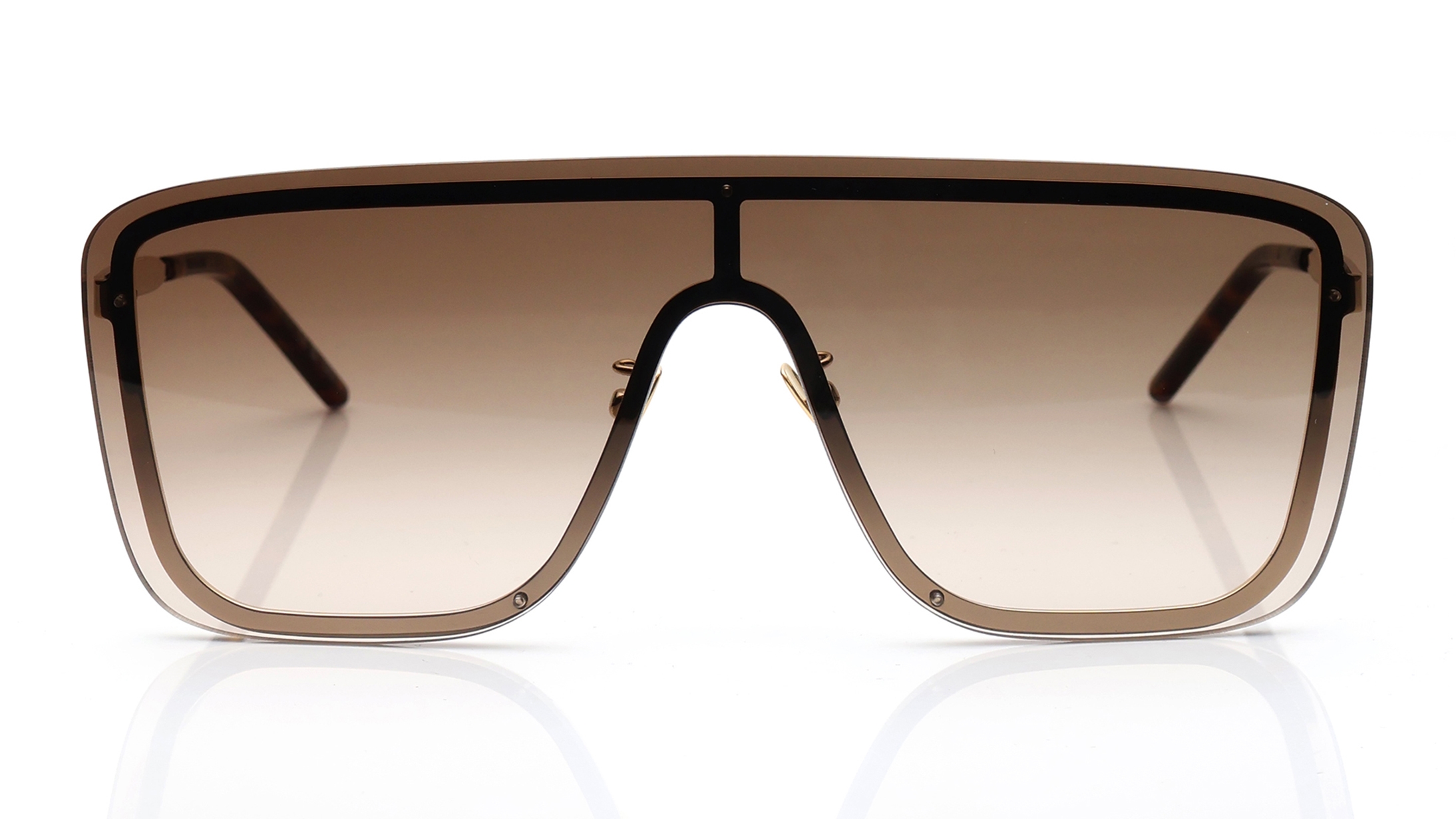 Image 1 of Brown Rectangle Sunglasses for Men and Women from Saint Laurent Available at Titan Eye+