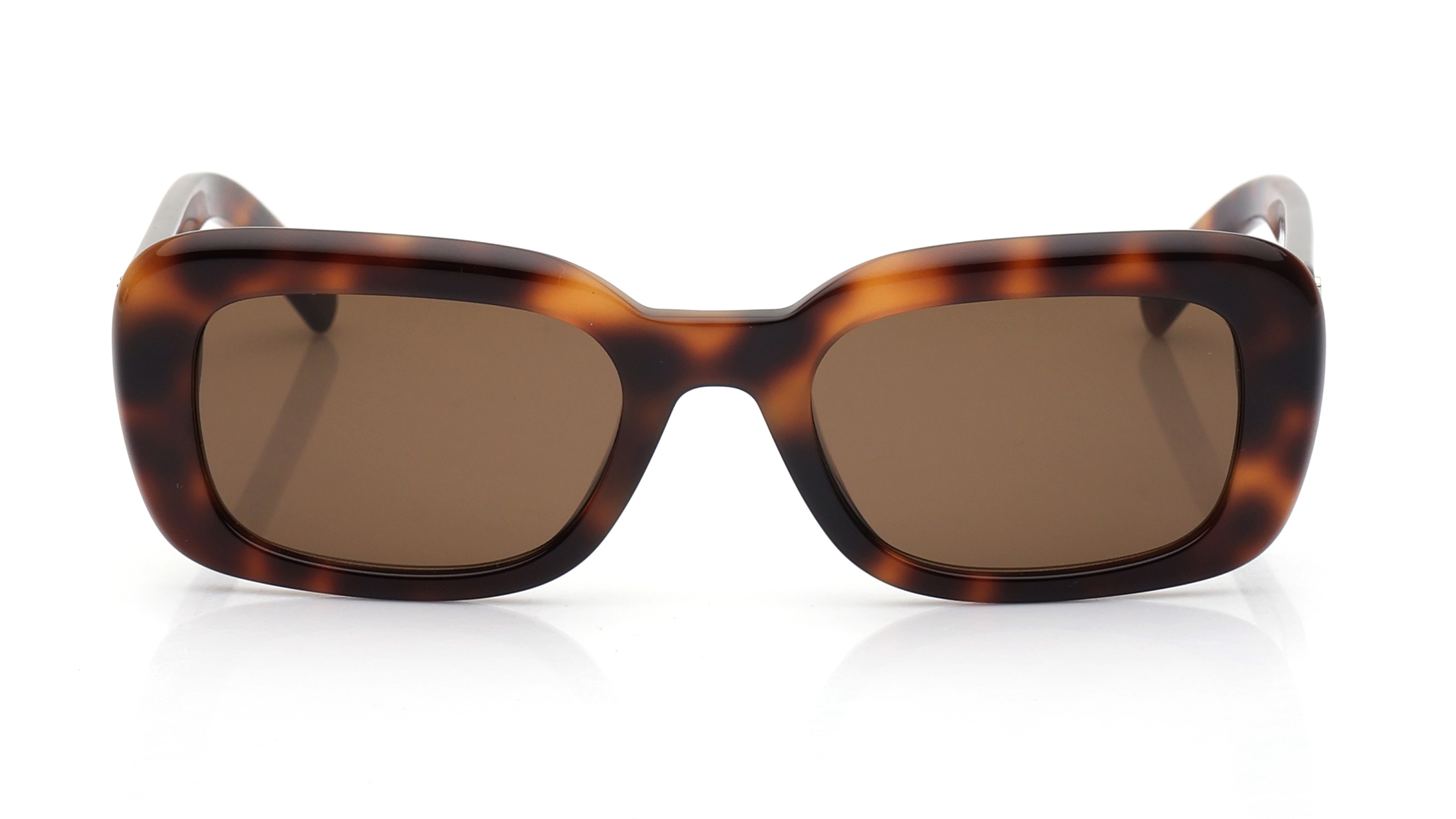 Image 1 of Brown Rectangle Sunglasses for Women from Saint Laurent Available at Titan Eye+