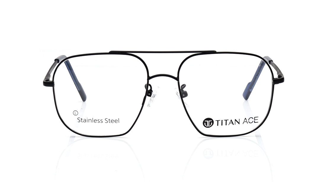 Image 1 of Black Navigator Eyeglasses for Men from Ace by Titan Available at Titan Eye+