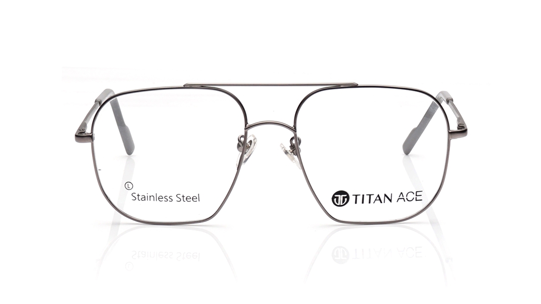 Image 1 of Silver Square Eyeglasses for Men from Ace by Titan Available at Titan Eye+