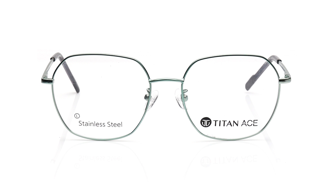 Image 1 of Green Geometric Eyeglasses for Men and Women from Ace by Titan Available at Titan Eye+