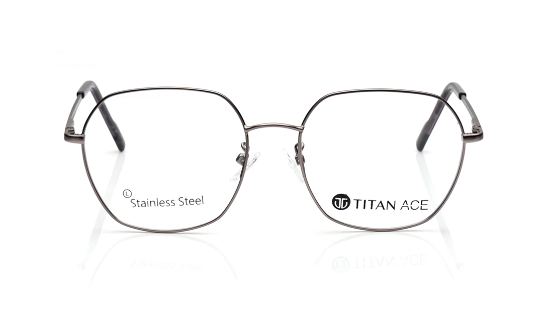 Image 1 of Silver Geometric Eyeglasses for Men and Women from Ace by Titan Available at Titan Eye+