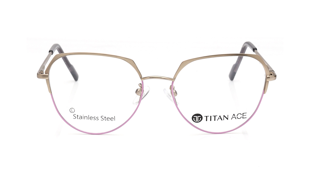 Image 1 of Gold Geometric Eyeglasses for Men and Women from Ace by Titan Available at Titan Eye+