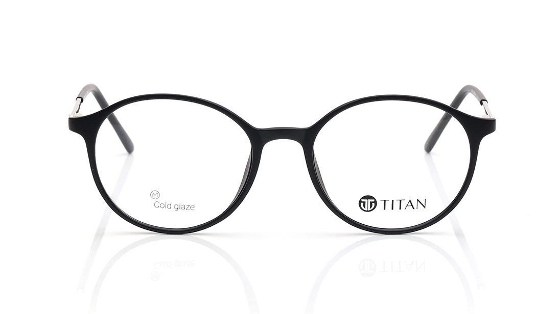 Image 1 of Black Round Eyeglasses for Men and Women from Ace by Titan Available at Titan Eye+