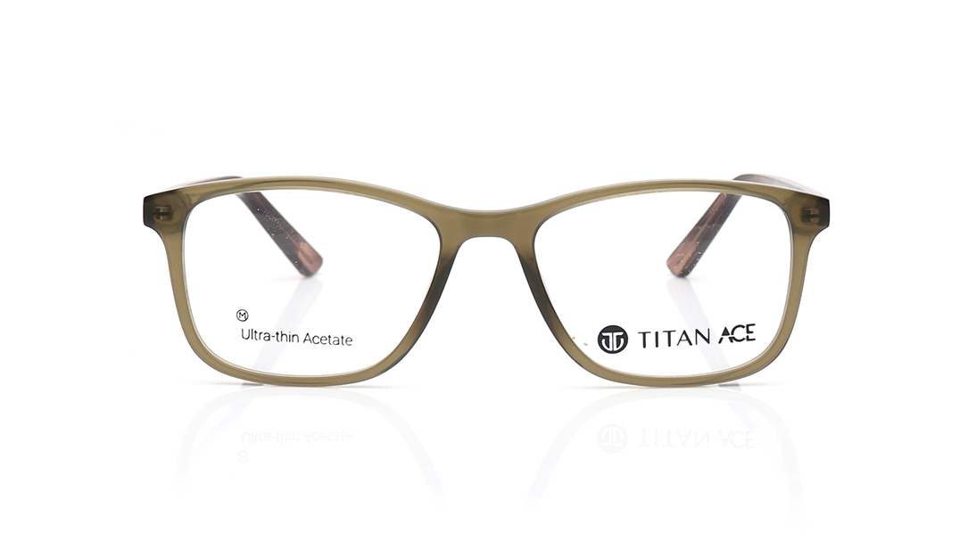 Image 1 of Olive Rectangle Eyeglasses for Men and Women from Titan Available at Titan Eye+