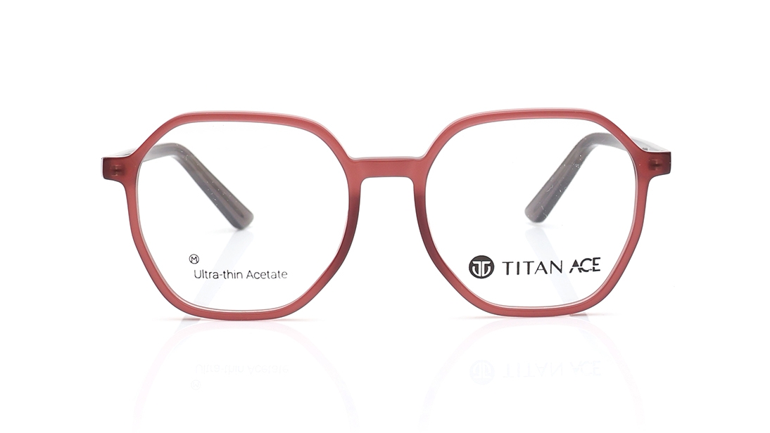 Image 1 of Red Geometric Eyeglasses for Men and Women from Titan Available at Titan Eye+