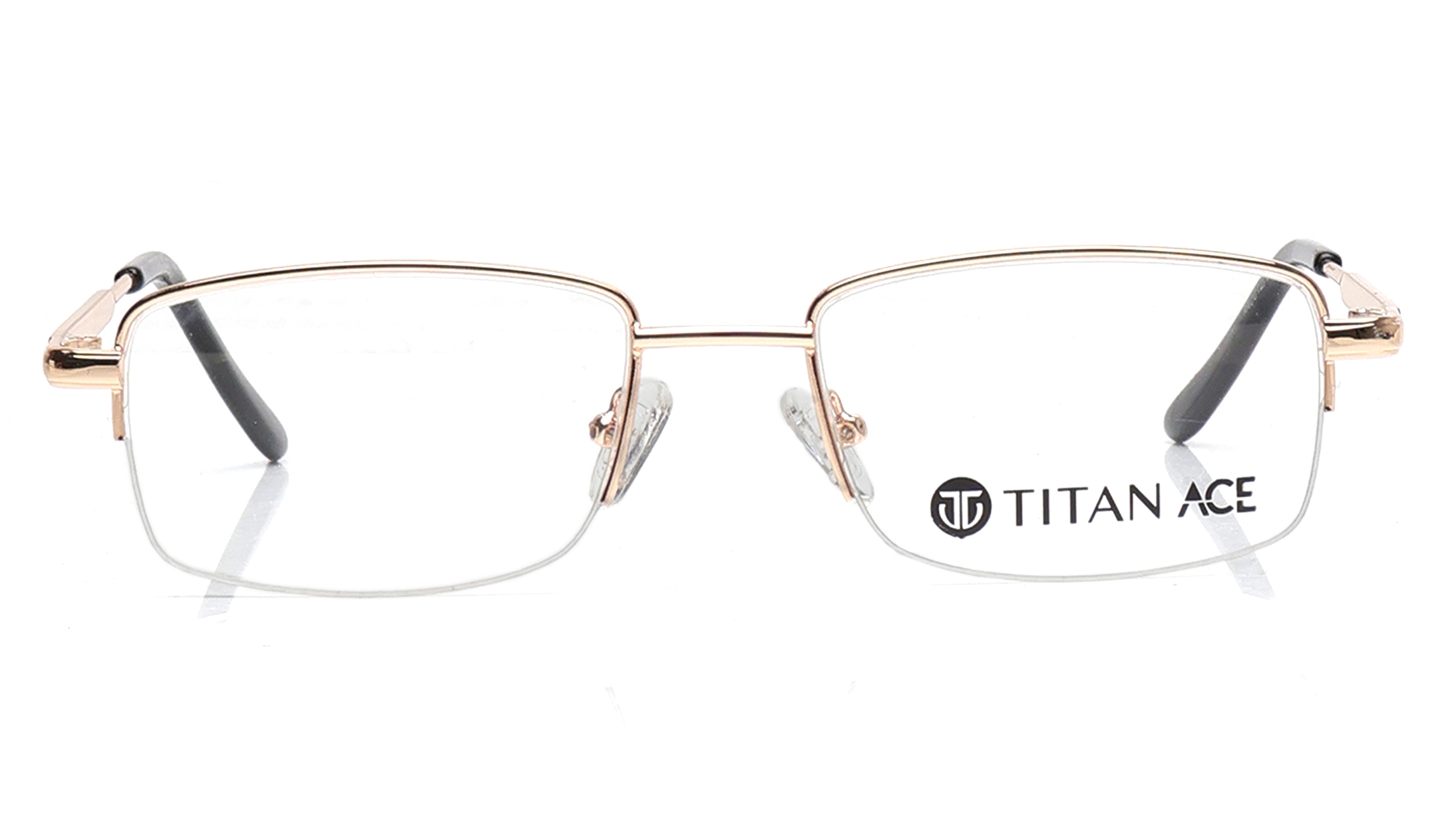 Image 1 of Gold Rectangle Eyeglasses for Men and Women from Ace by Titan Available at Titan Eye+