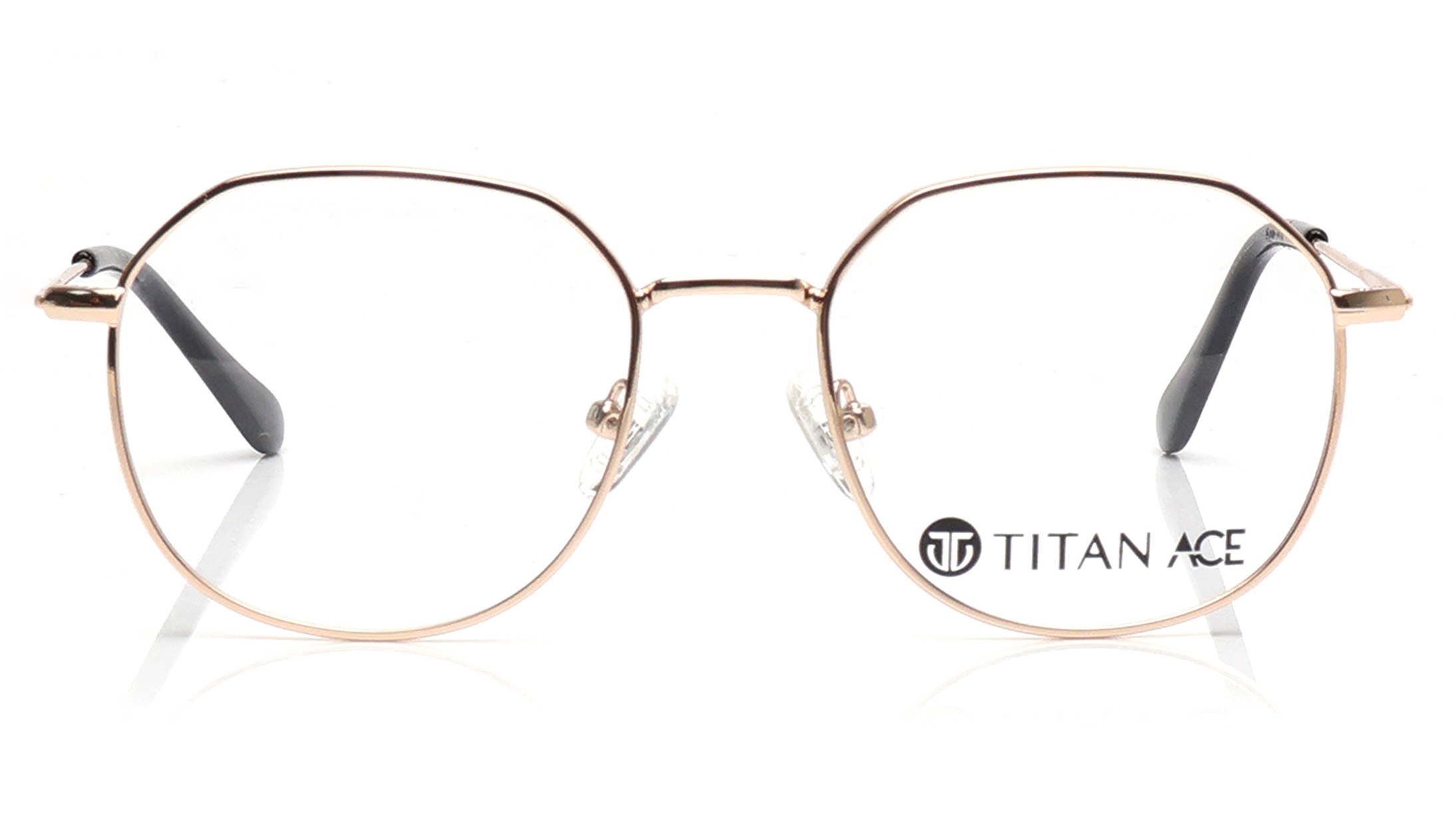 Image 1 of Gold Geometric Eyeglasses for Men and Women from Ace by Titan Available at Titan Eye+