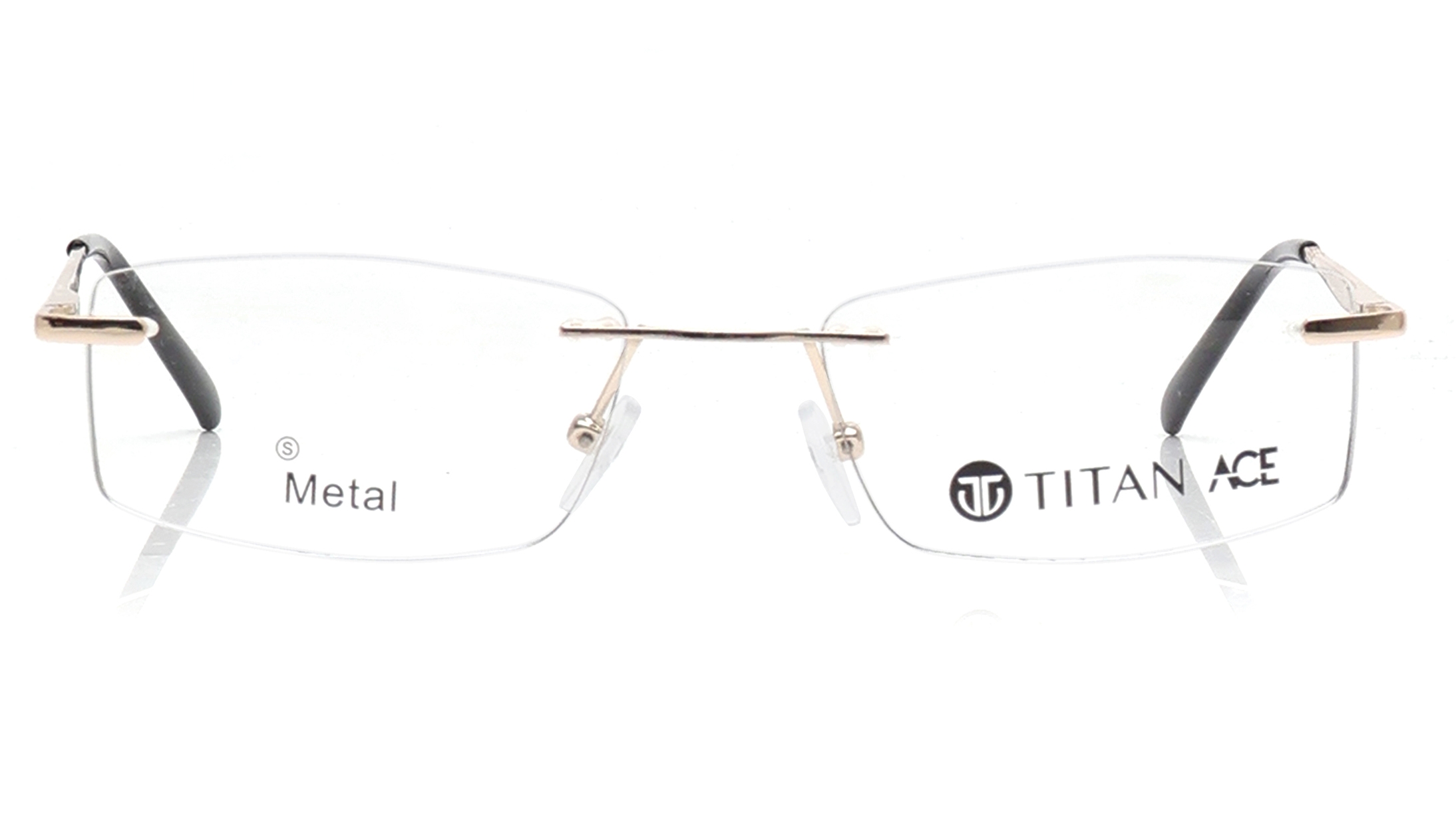 Image 1 of Gold Rectangle Eyeglasses for Men and Women from Ace by Titan Available at Titan Eye+