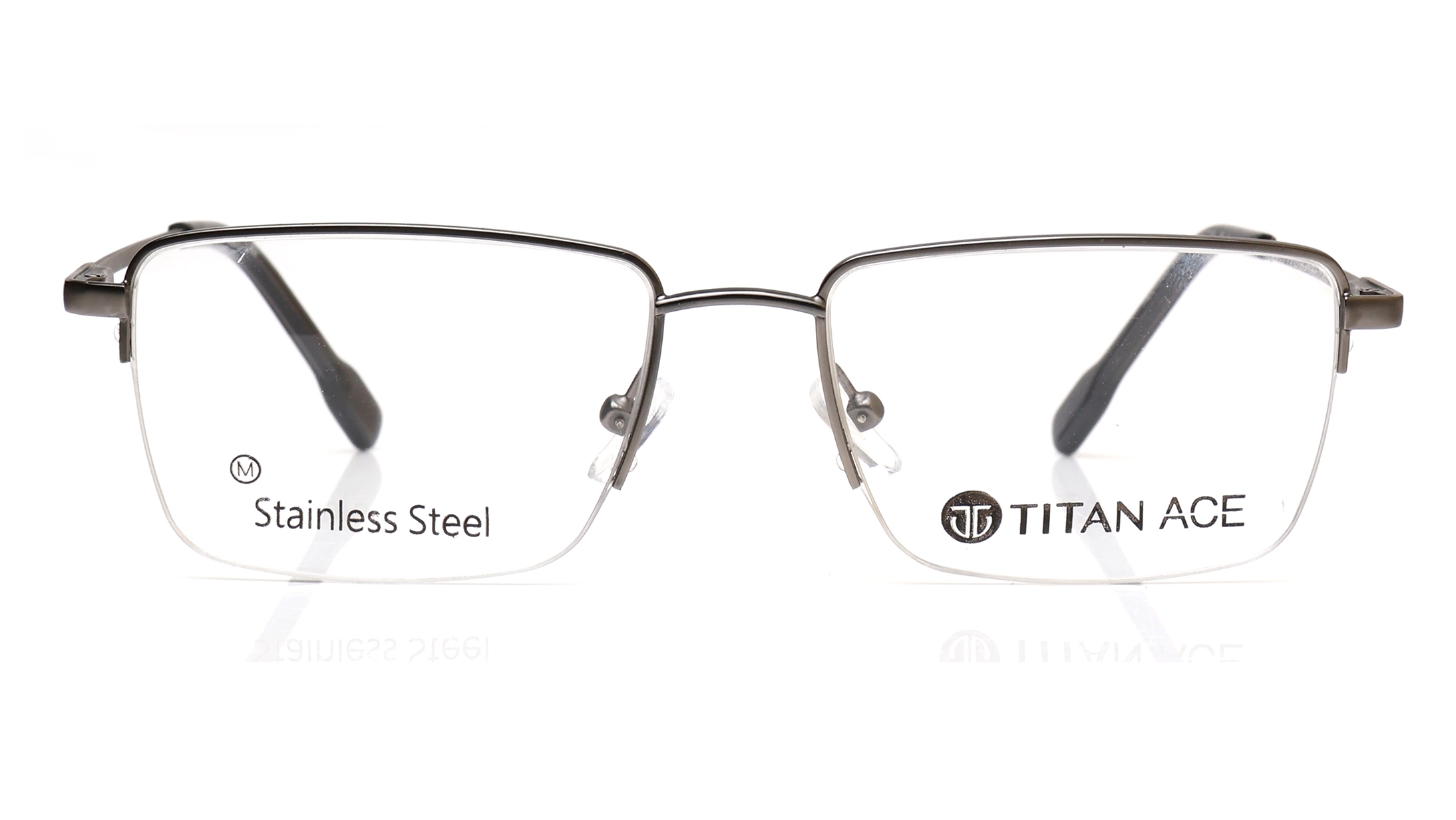 Image 1 of Gunmetal Rectangle Eyeglasses for Men from Titan Available at Titan Eye+