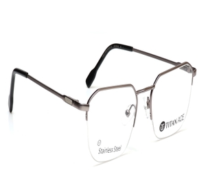 Image 2 of Silver Geometric Eyeglasses for Men from Titan Available at Titan Eye+