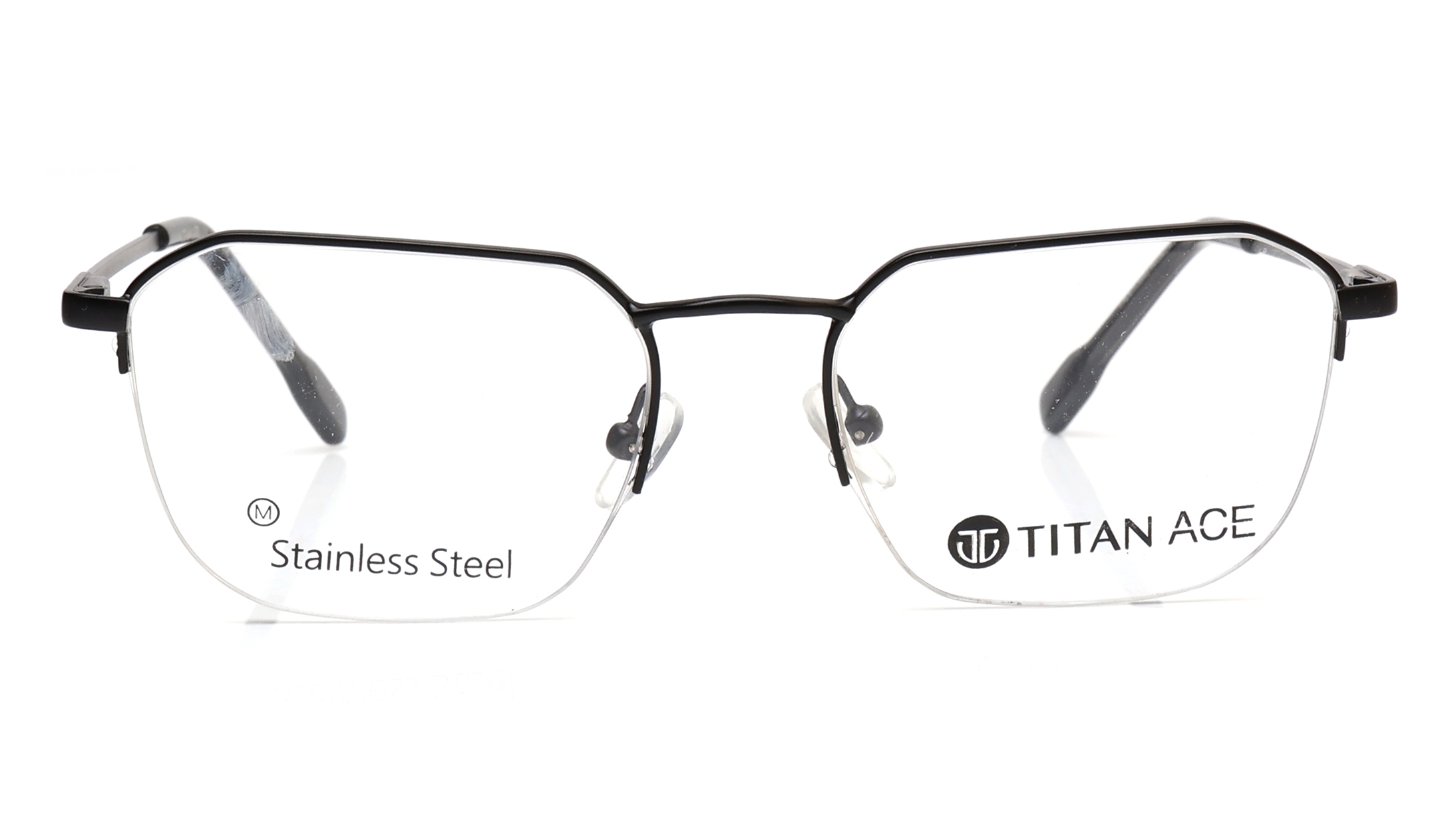 Image 1 of Black Geometric Eyeglasses for Men from Titan Available at Titan Eye+