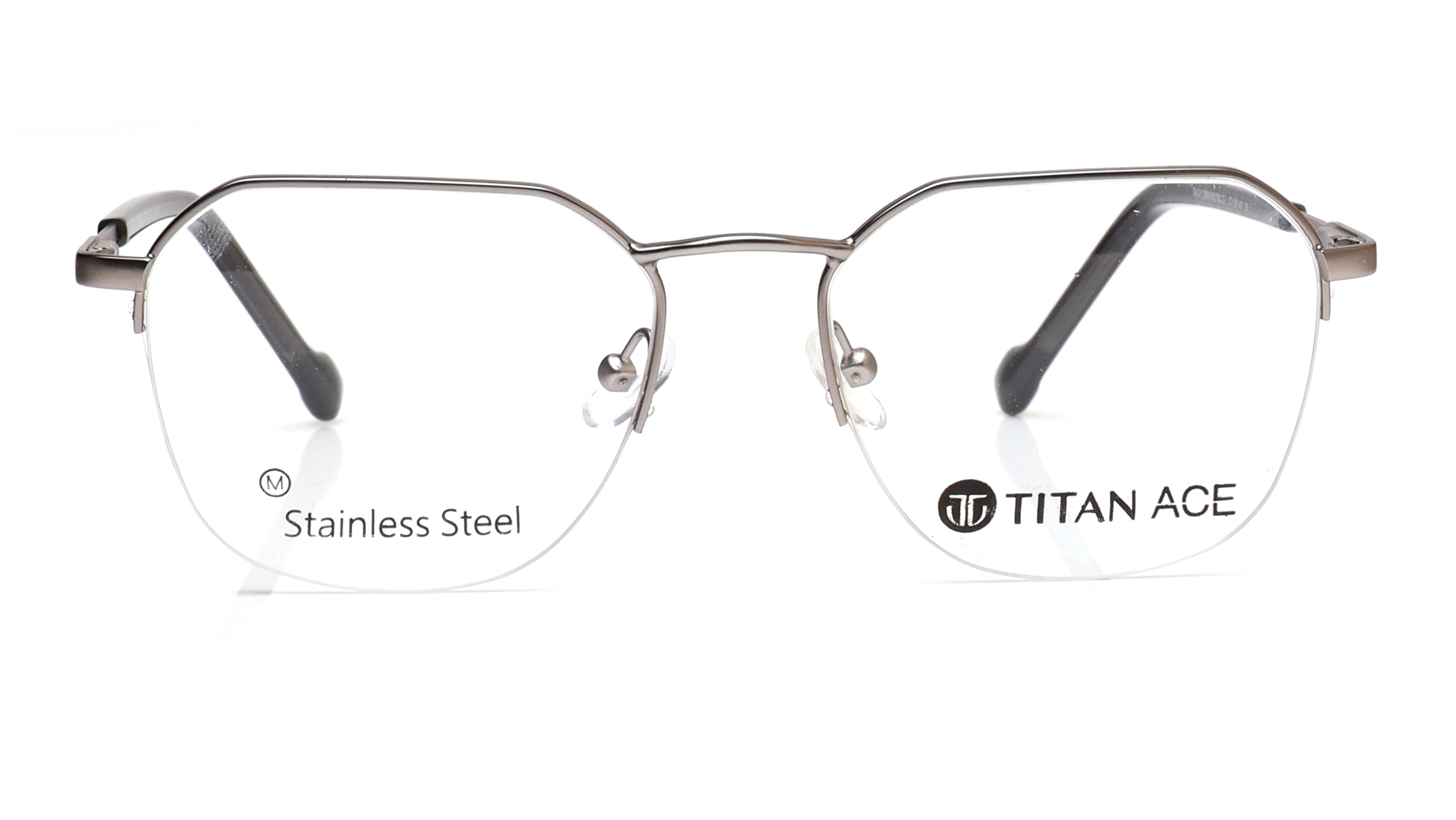 Image 1 of Silver Geometric Eyeglasses for Men from Titan Available at Titan Eye+
