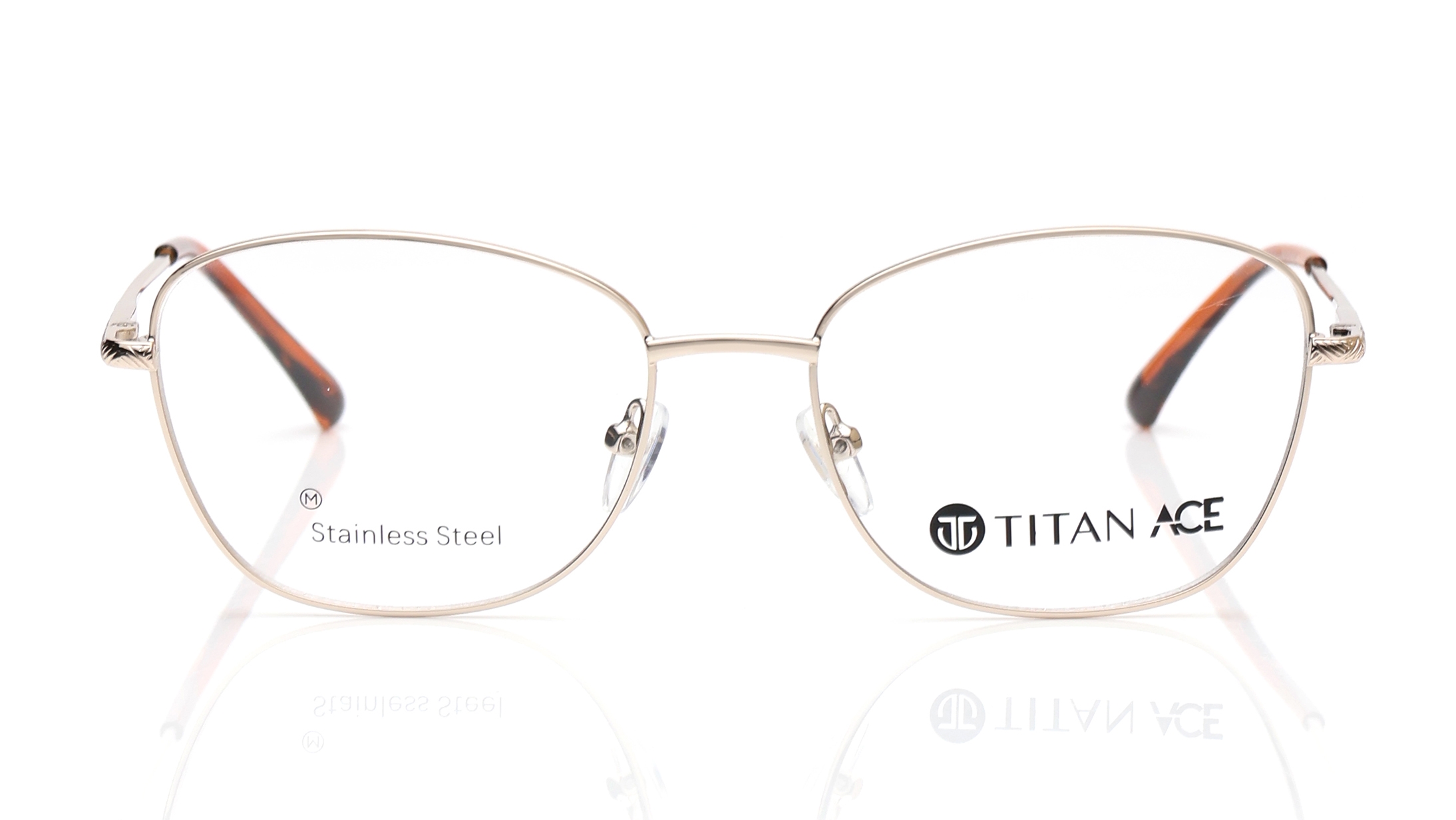 Image 1 of Gold CatEye Eyeglasses for Women from Titan Available at Titan Eye+