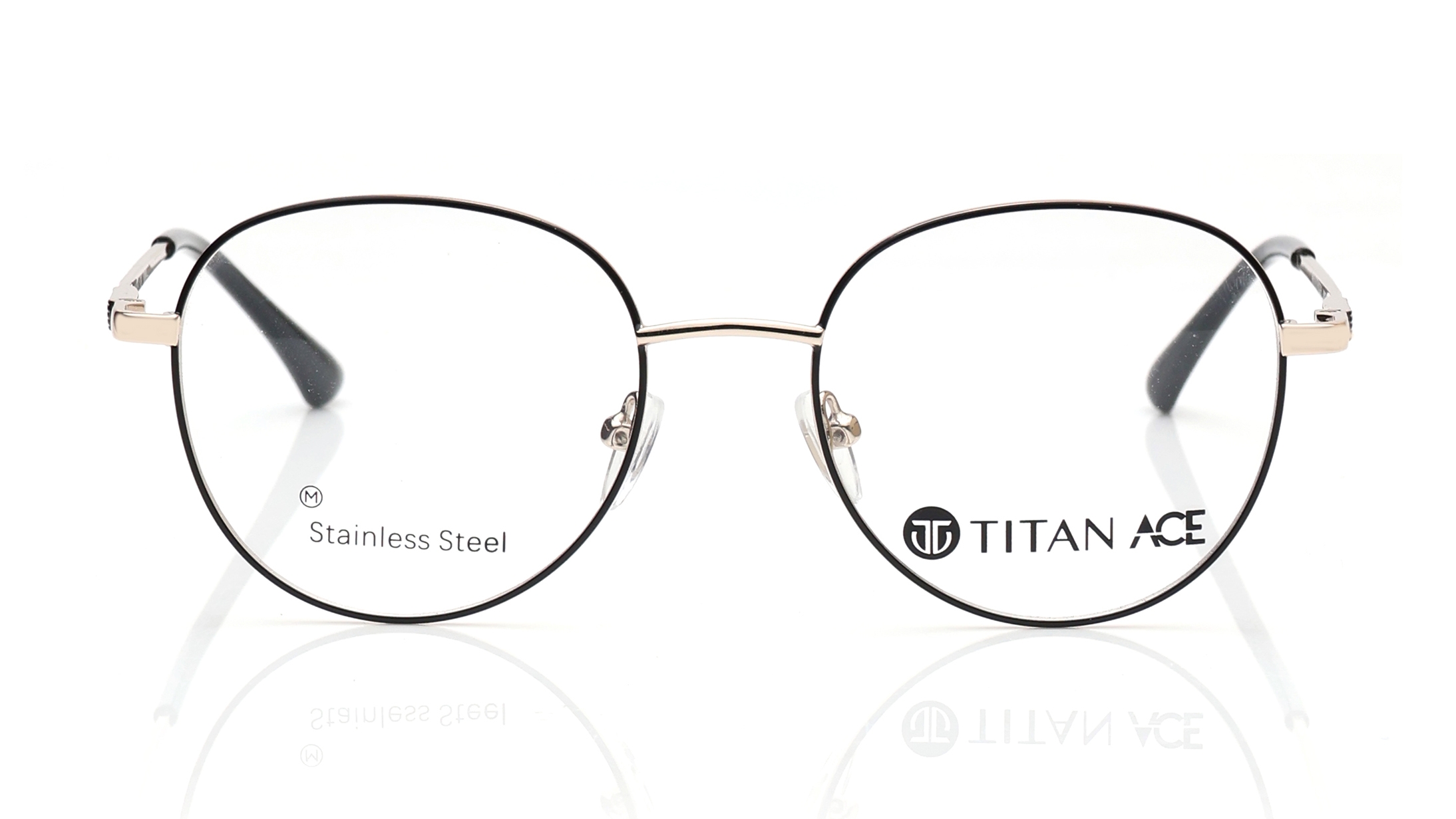 Image 1 of Black Round Eyeglasses for Men and Women from Titan Available at Titan Eye+