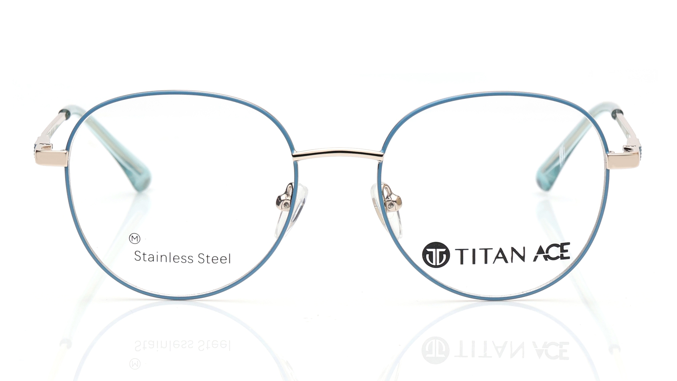 Image 1 of Blue Geometric Eyeglasses for Men and Women from Titan Available at Titan Eye+